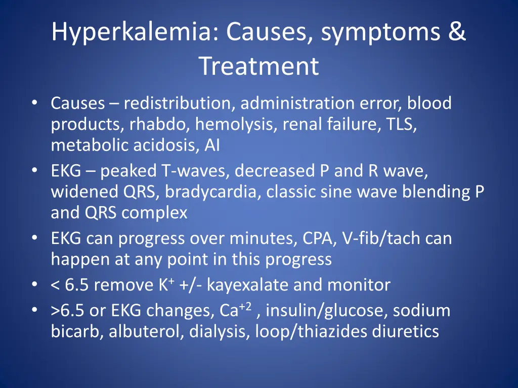 hyperkalemia causes symptoms treatment causes