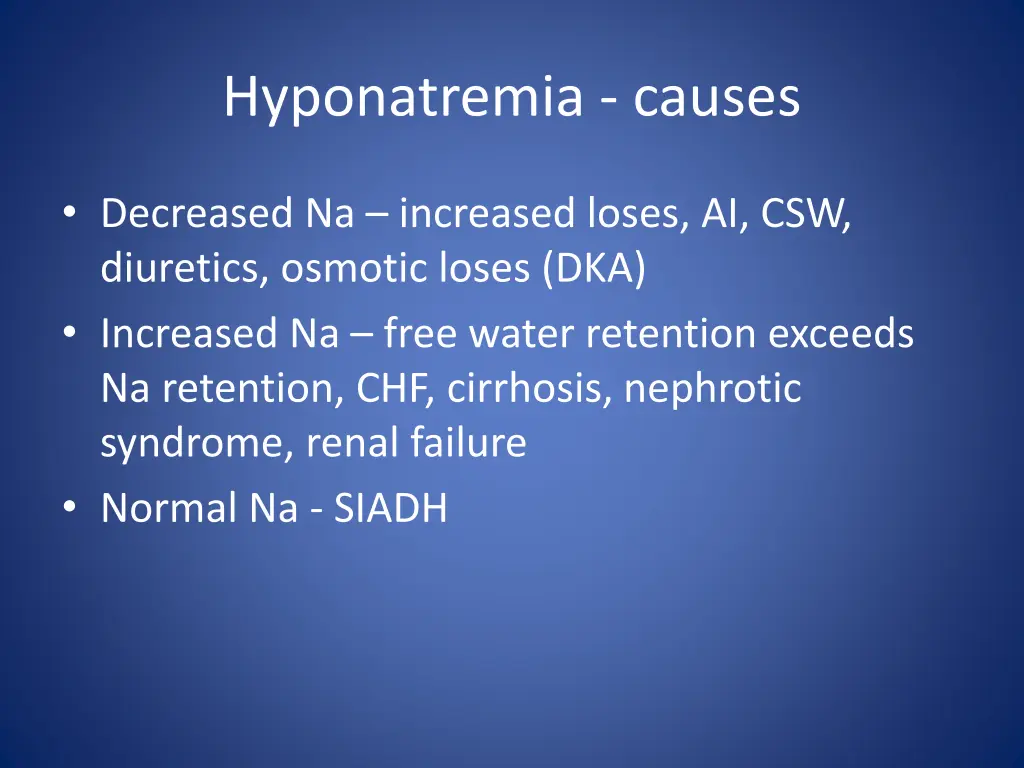 hyponatremia causes