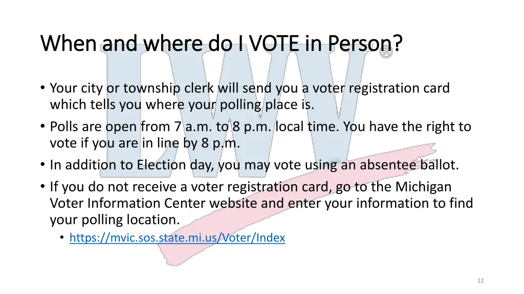 when and where do i vote in person when and where