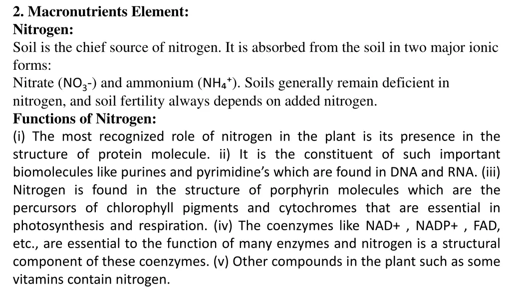 2 macronutrients element nitrogen soil