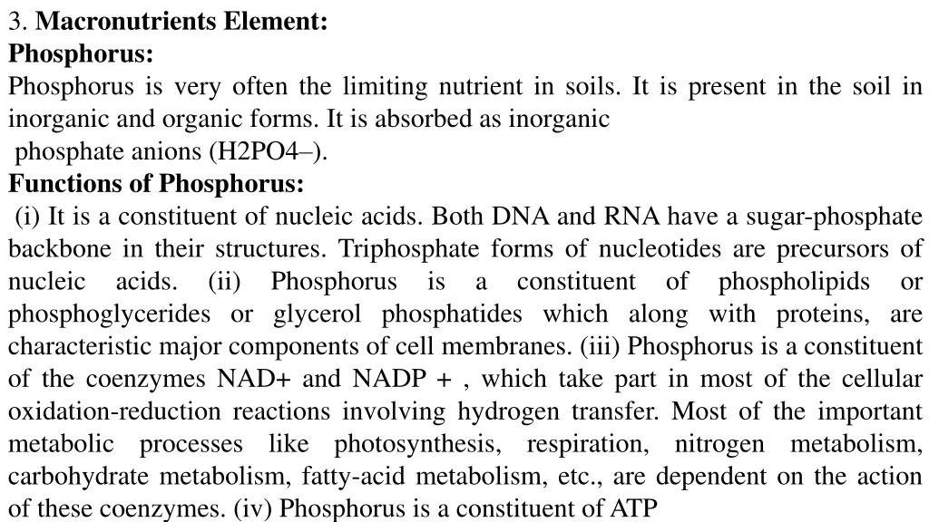 3 macronutrients element phosphorus phosphorus