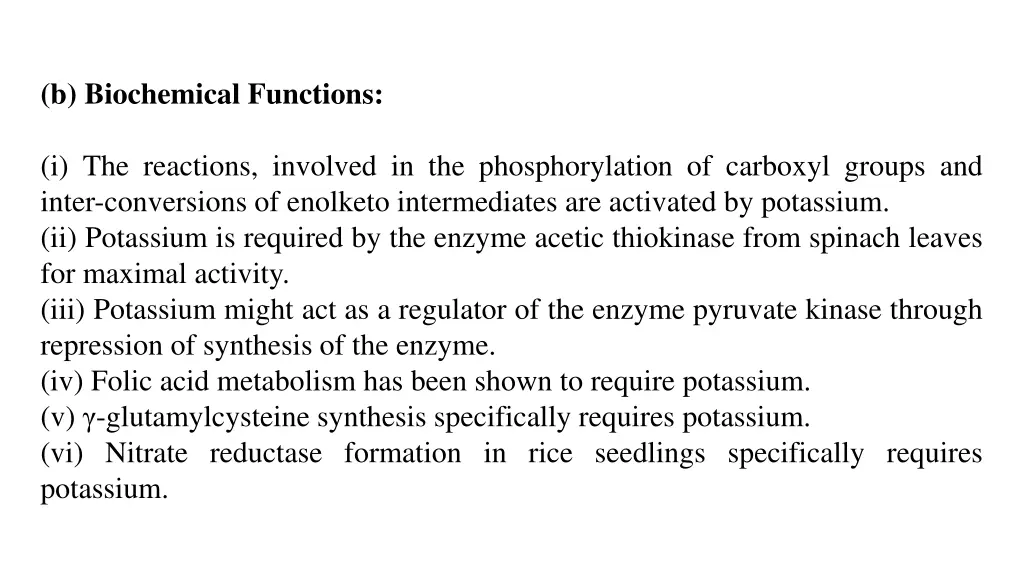 b biochemical functions