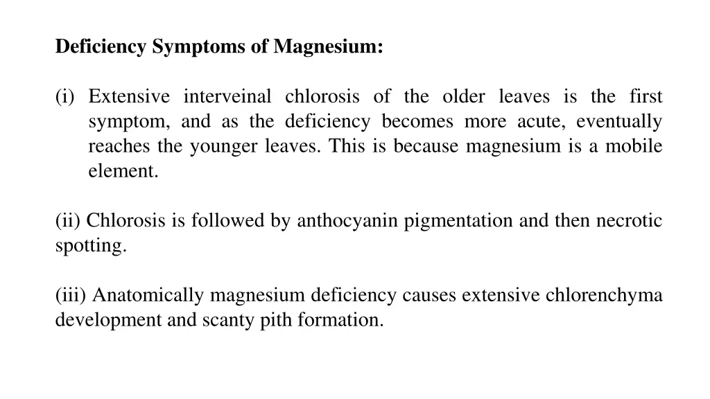 deficiency symptoms of magnesium