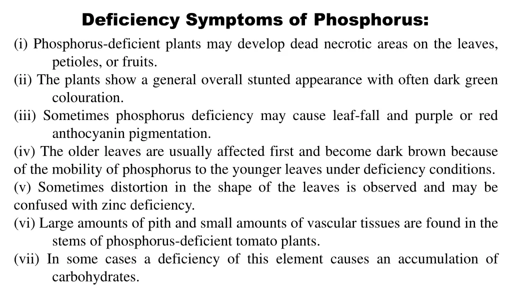 deficiency symptoms of phosphorus i phosphorus