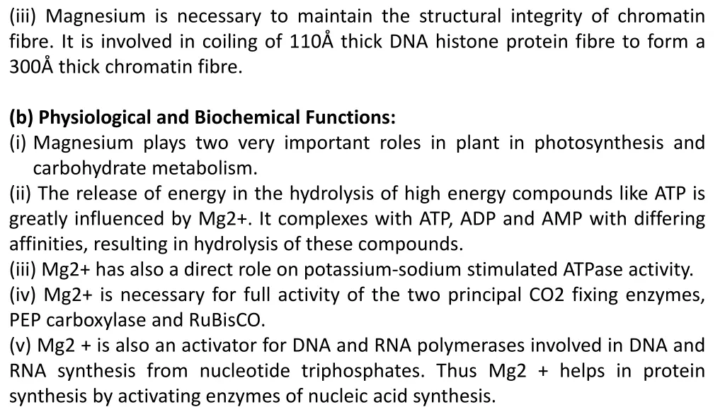 iii magnesium is necessary to maintain