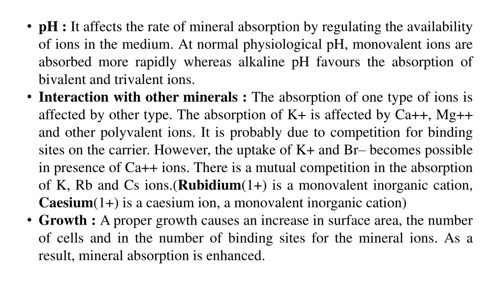 ph it affects the rate of mineral absorption