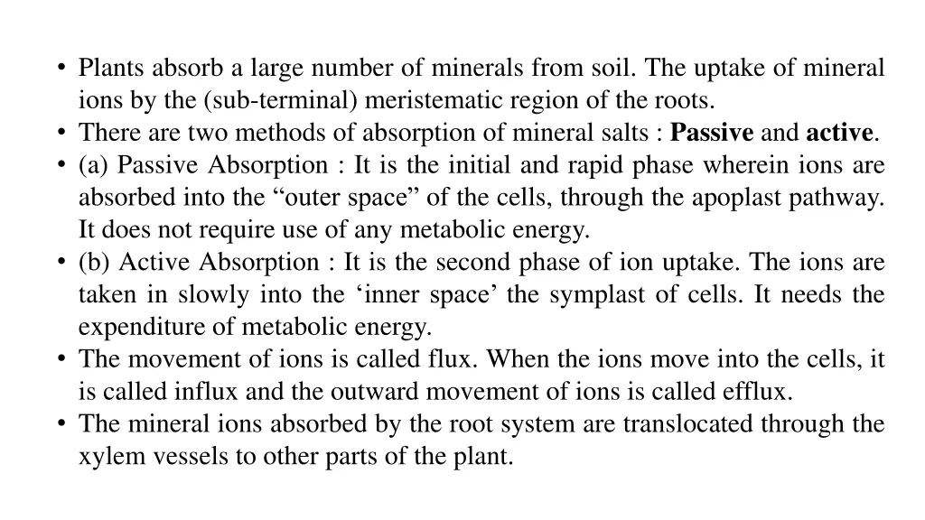 plants absorb a large number of minerals from