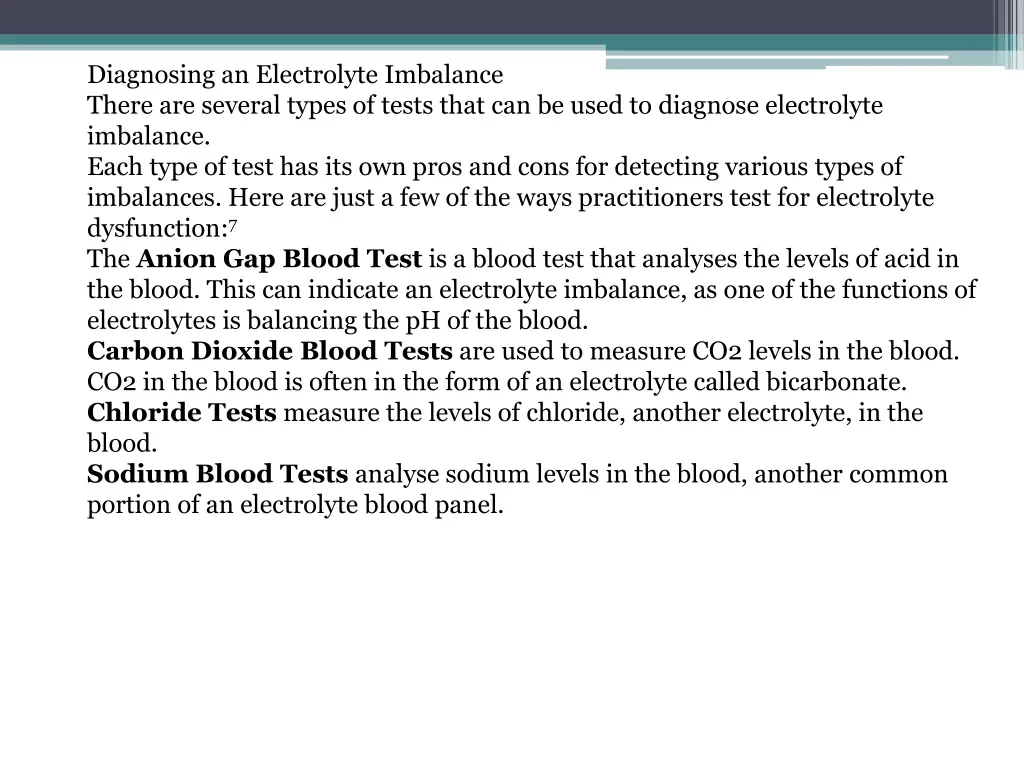 diagnosing an electrolyte imbalance there