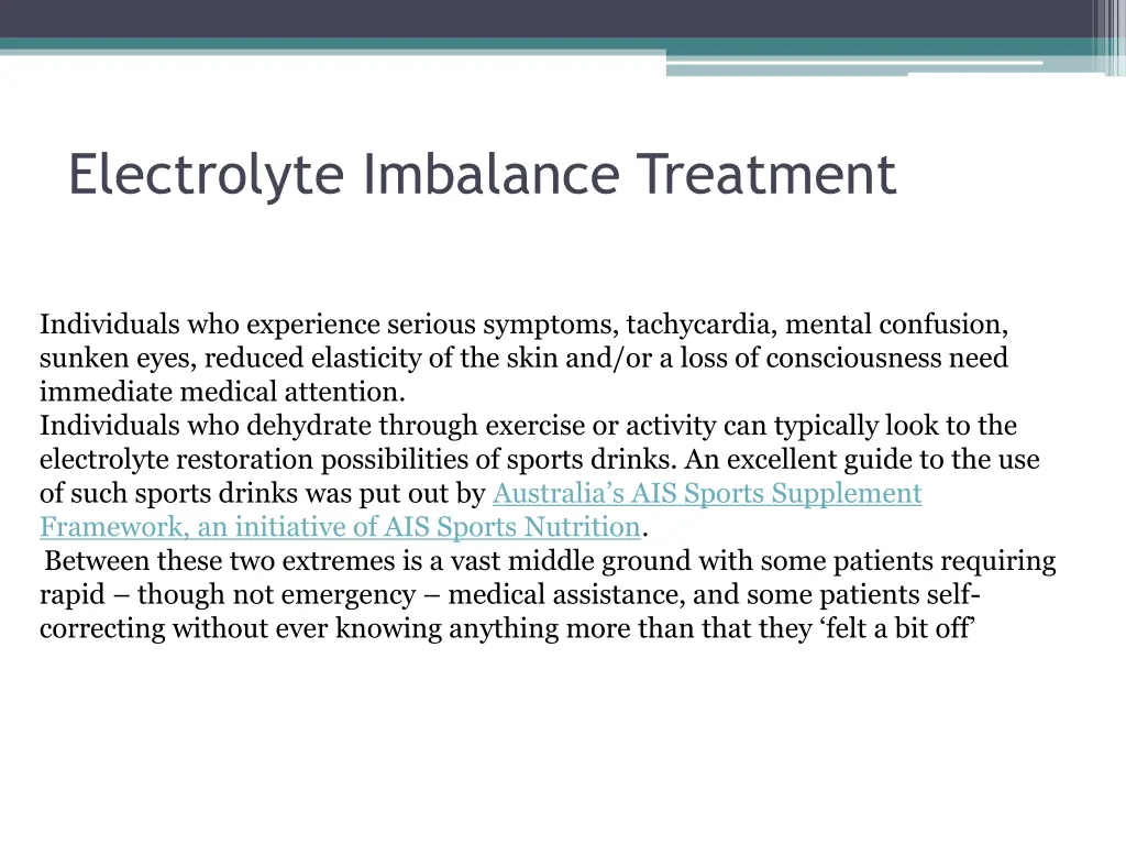 electrolyte imbalance treatment