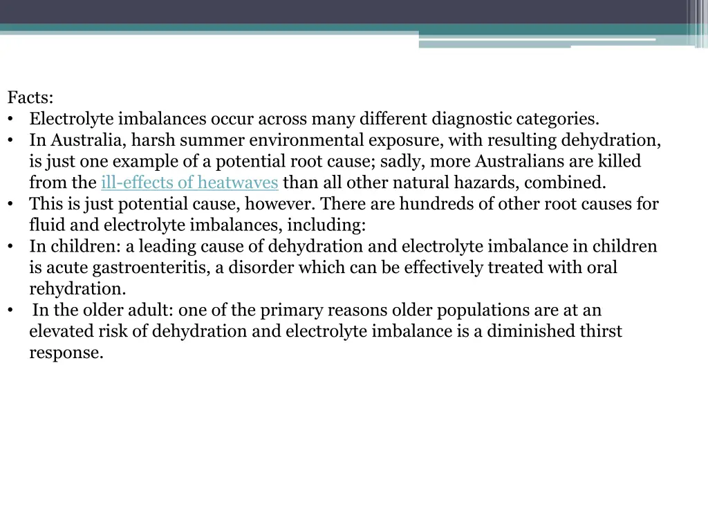 facts electrolyte imbalances occur across many