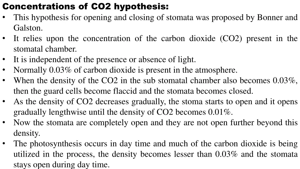 concentrations of co2 hypothesis this hypothesis