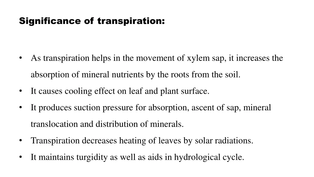 significance of transpiration