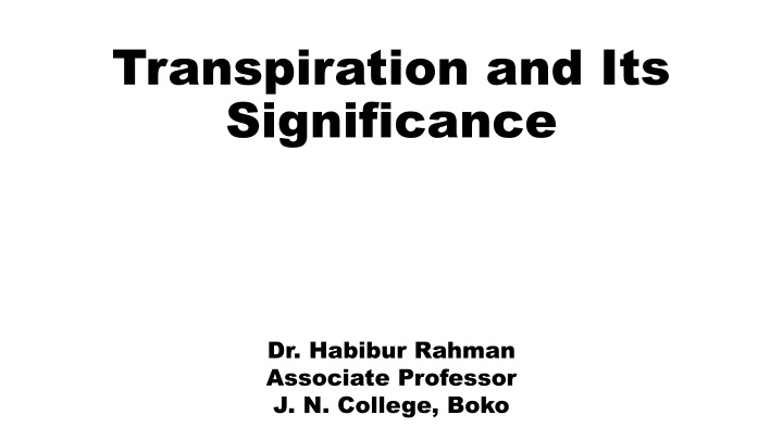 transpiration and its significance