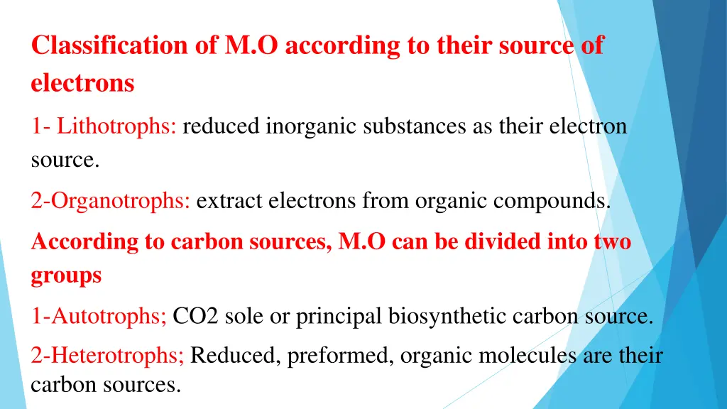 classification of m o according to their source