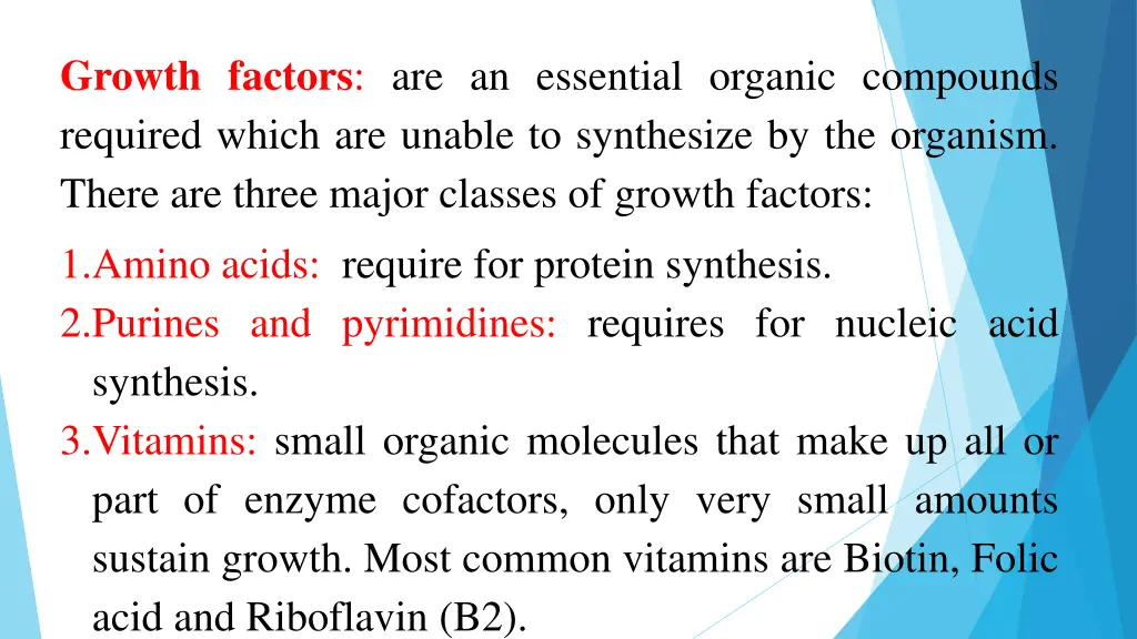 growth factors are an essential organic compounds