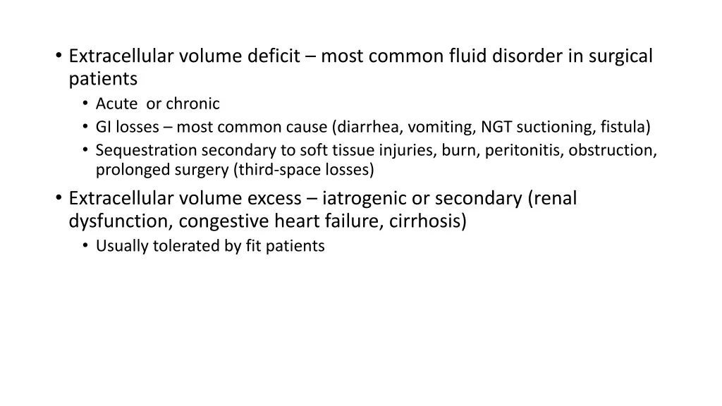 extracellular volume deficit most common fluid