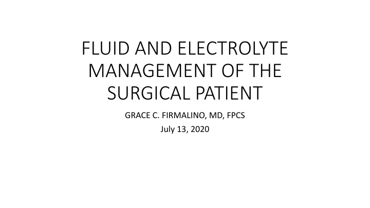 fluid and electrolyte management of the surgical