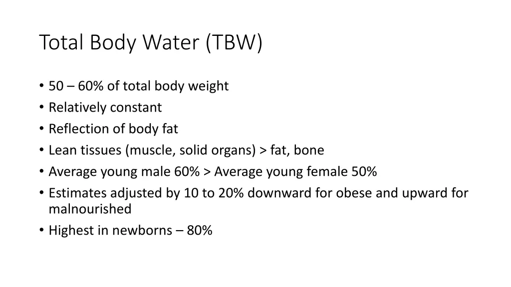 total body water tbw