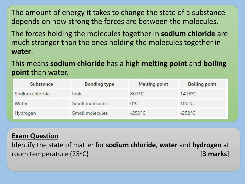 the amount of energy it takes to change the state