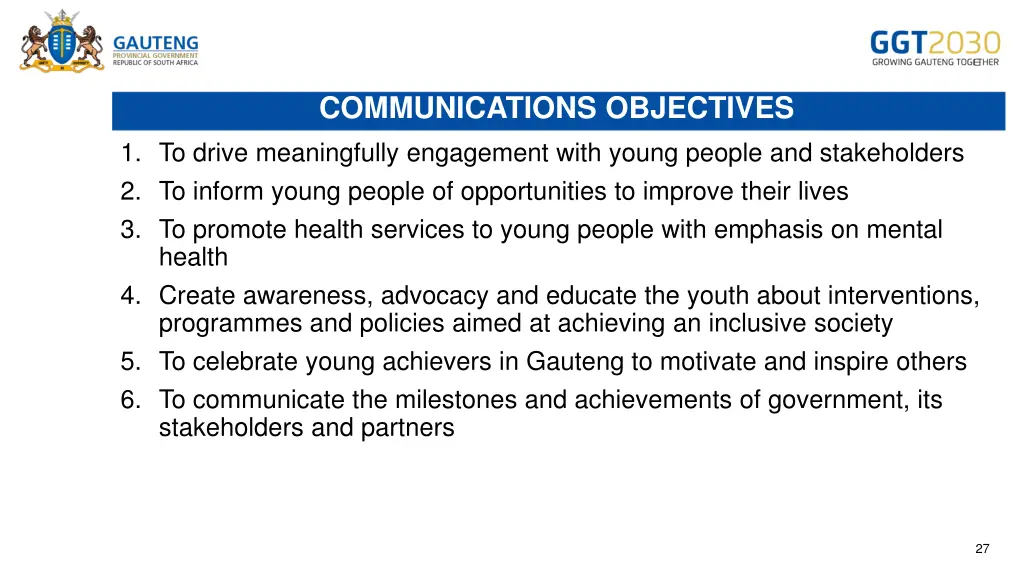 communications objectives 1 to drive meaningfully