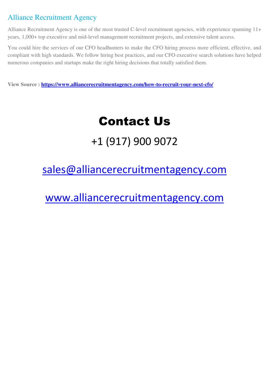 alliance recruitment agency