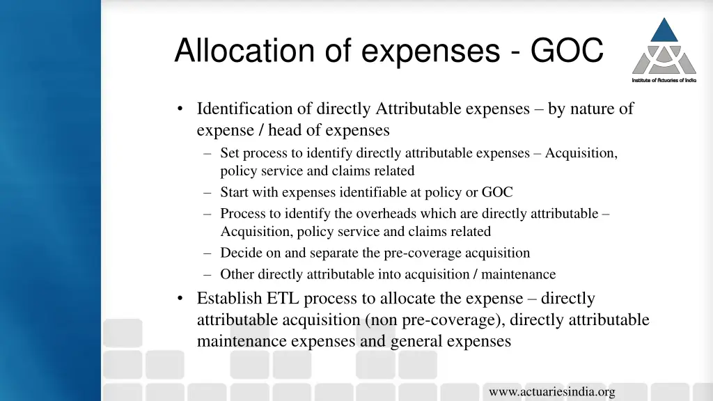 allocation of expenses goc