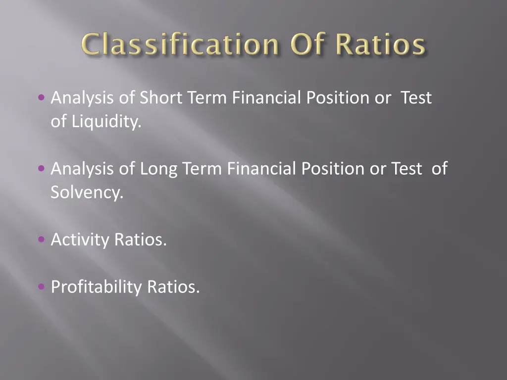 analysis of short term financial position or test