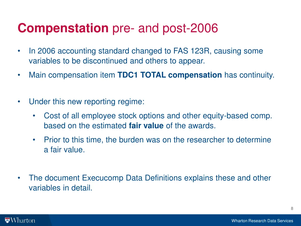 compenstation pre and post 2006