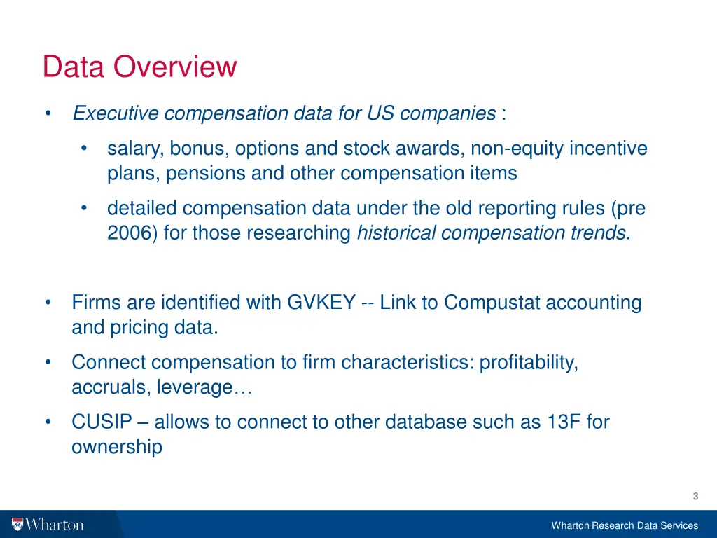 data overview