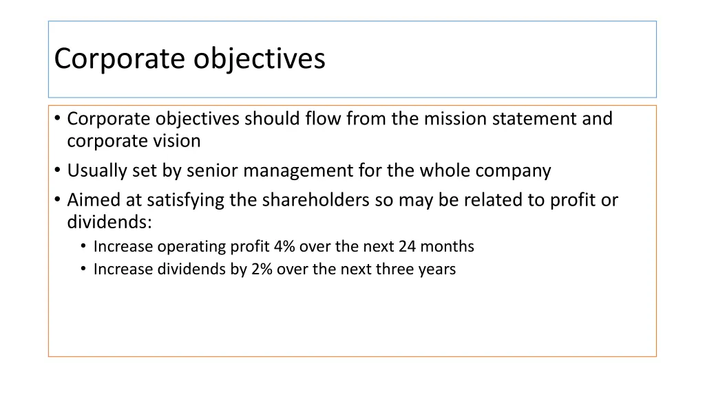 corporate objectives