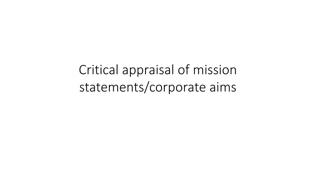 critical appraisal of mission statements