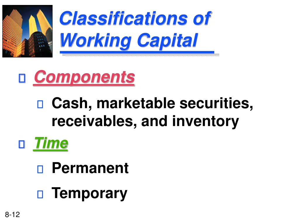 classifications of working capital