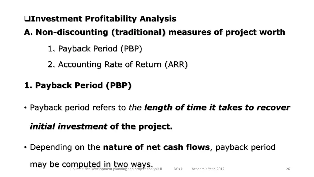 investment profitability analysis