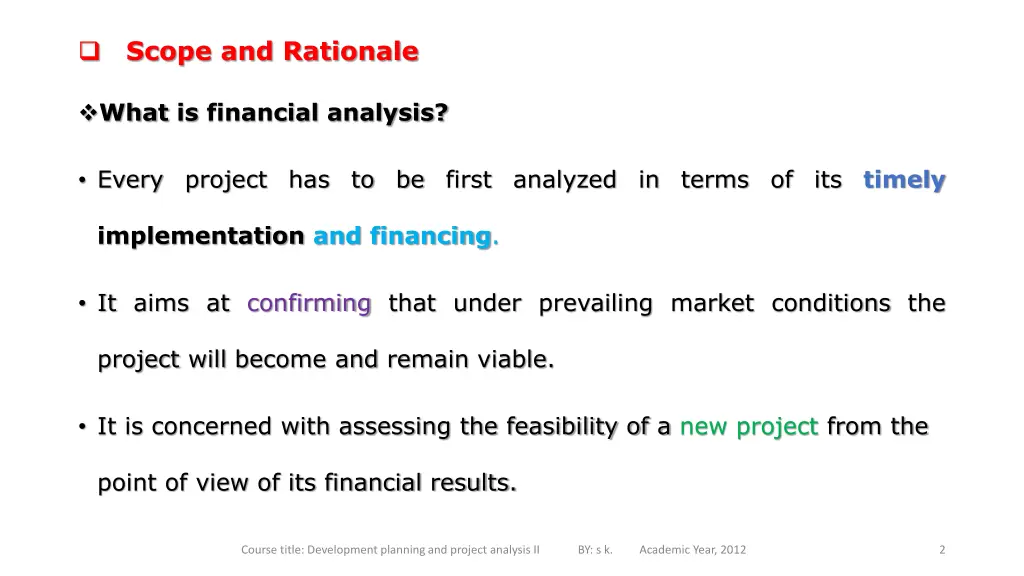 scope and rationale