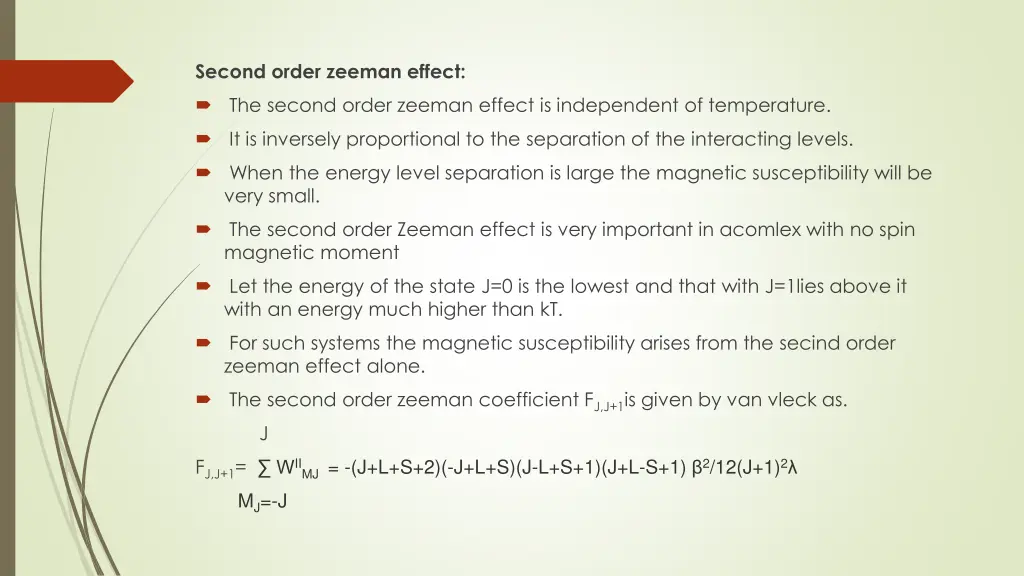 second order zeeman effect