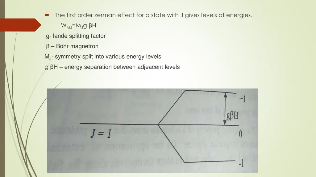 the first order zerman effect for a state with