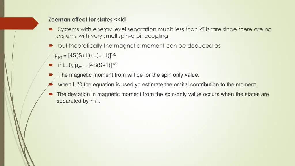 zeeman effect for states kt