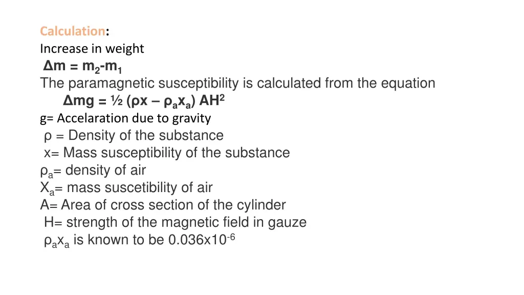 calculation increase in weight