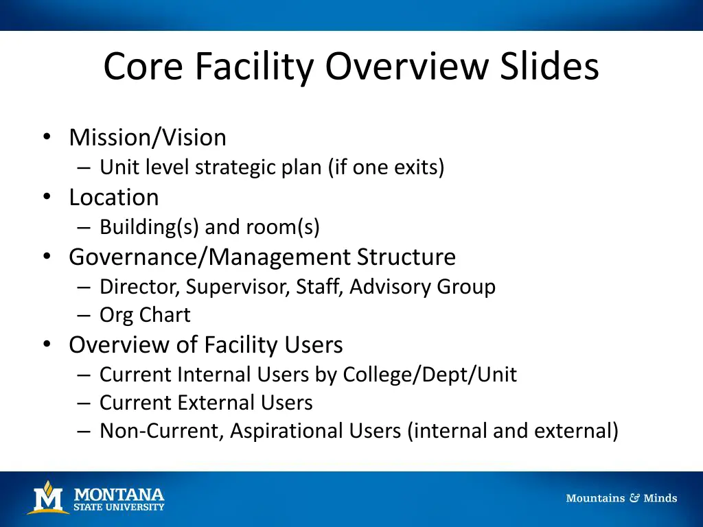 core facility overview slides