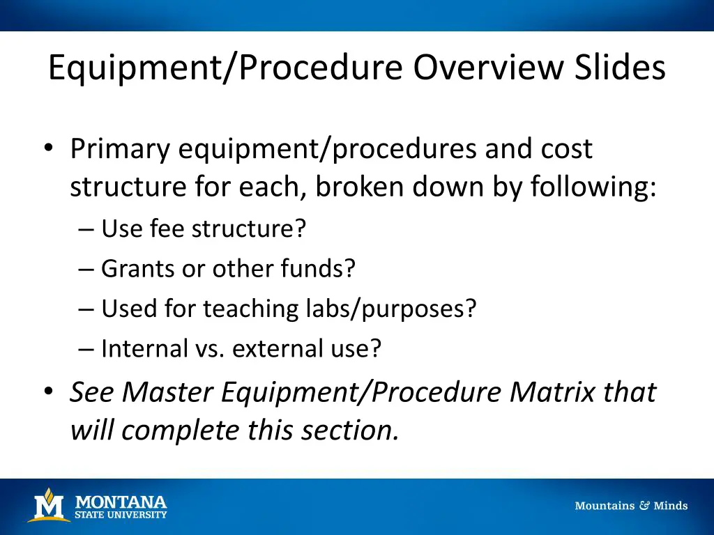 equipment procedure overview slides