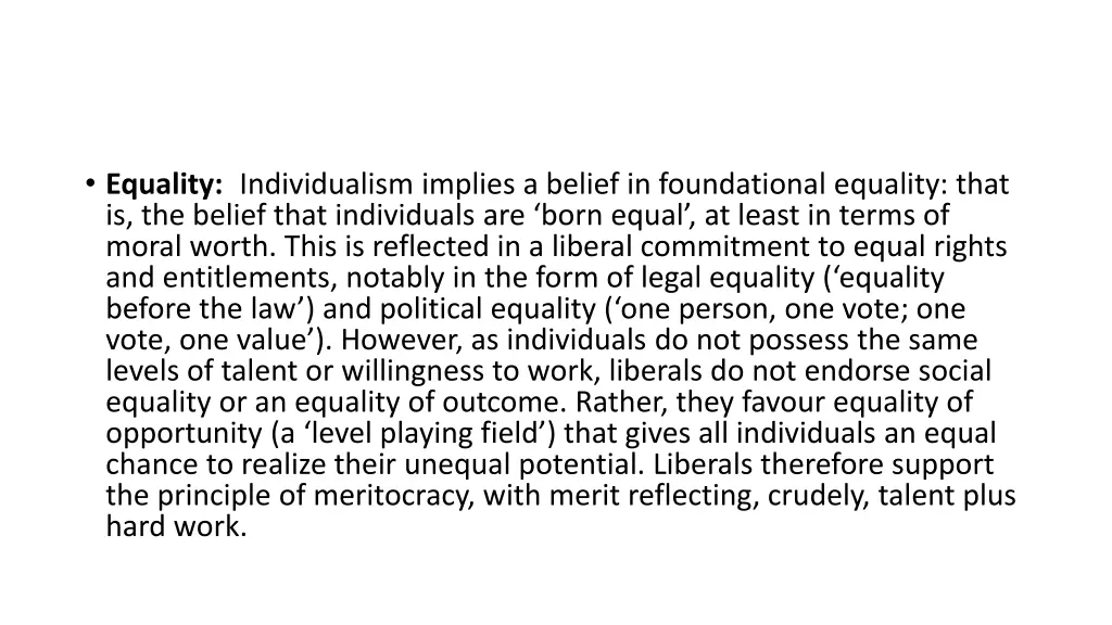 equality individualism implies a belief