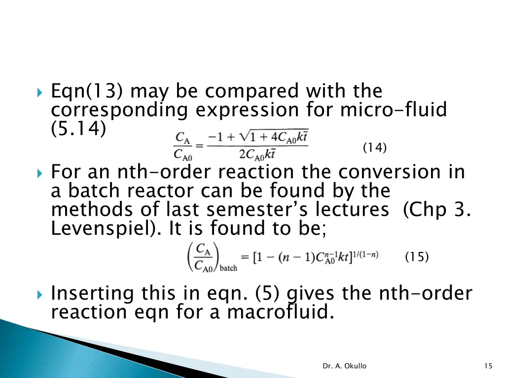 eqn 13 may be compared with the corresponding