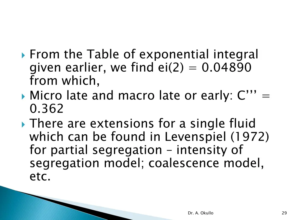 from the table of exponential integral given