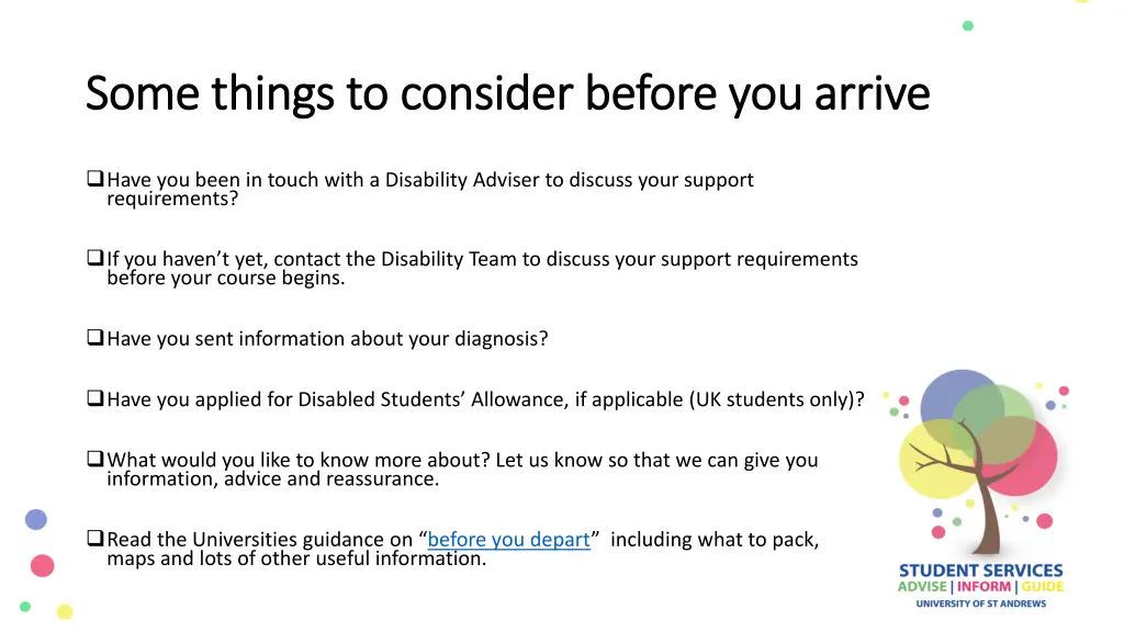 some things to consider before you arrive some