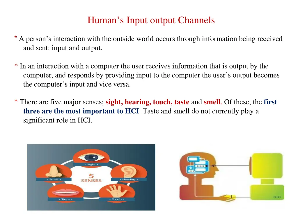 human s input output channels