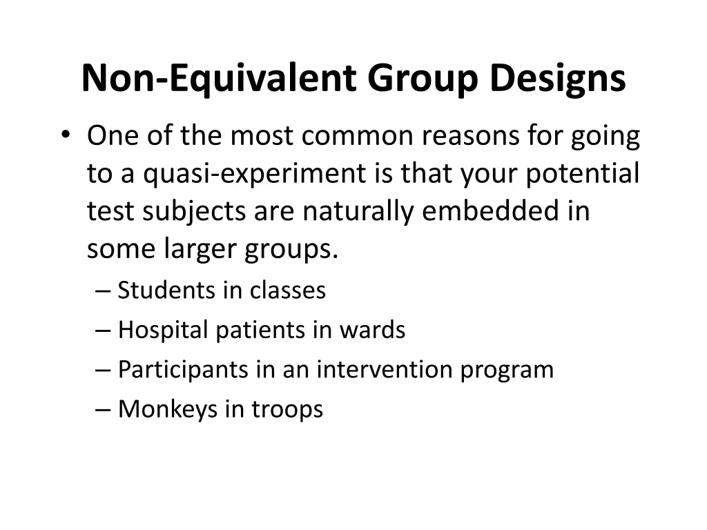 non equivalent group designs one of the most