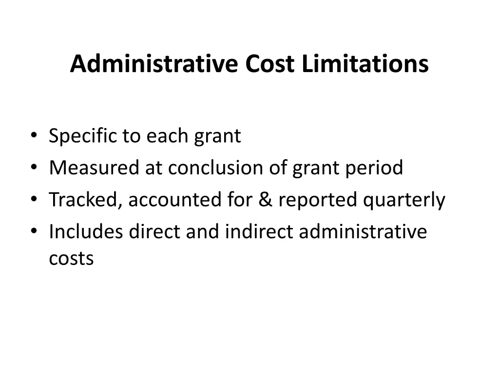 administrative cost limitations