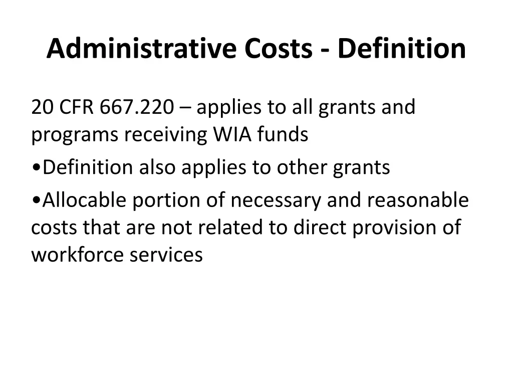 administrative costs definition