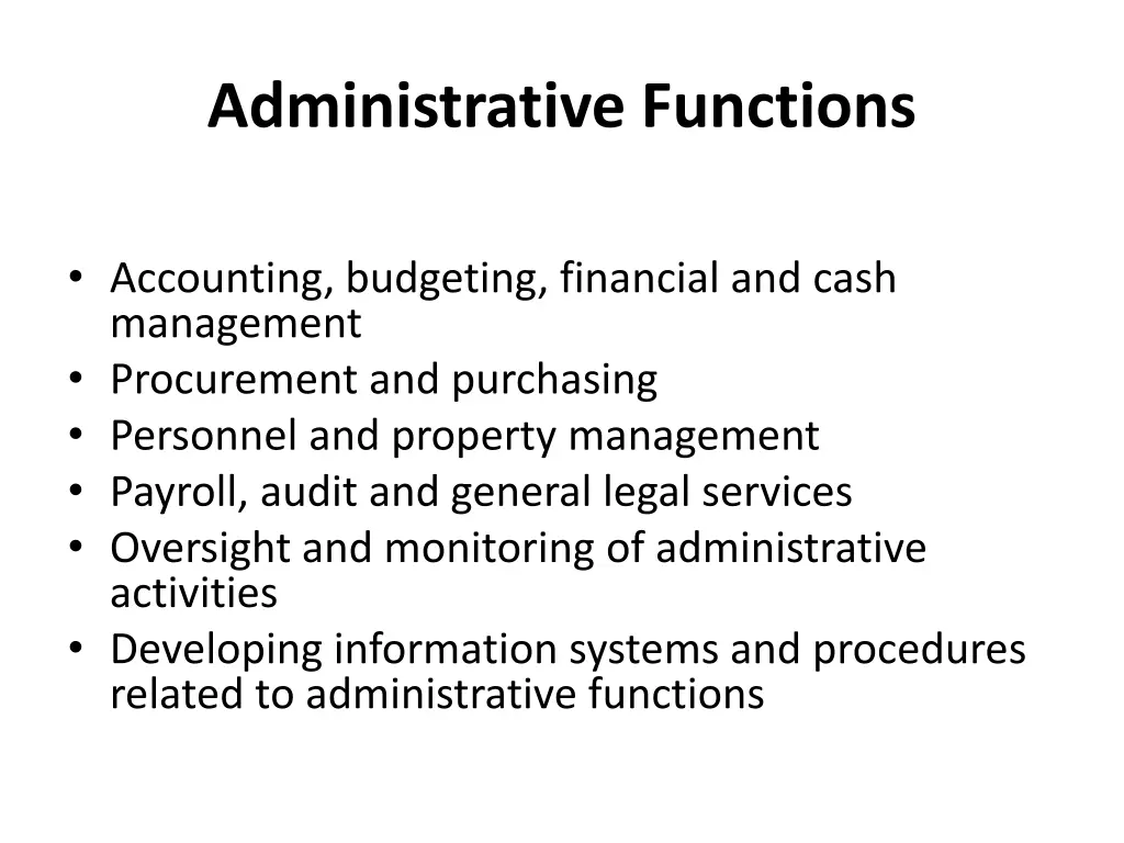 administrative functions