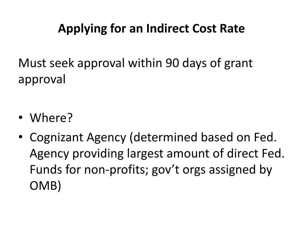 applying for an indirect cost rate